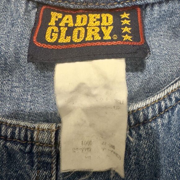 Vintage Faded Glory Denim Jumper Overall Dress Womens Sz Small Pockets 90s Y2k - Picture 3 of 10